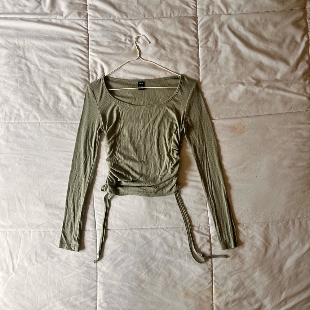 Light Green Long Sleeve Wrap Top